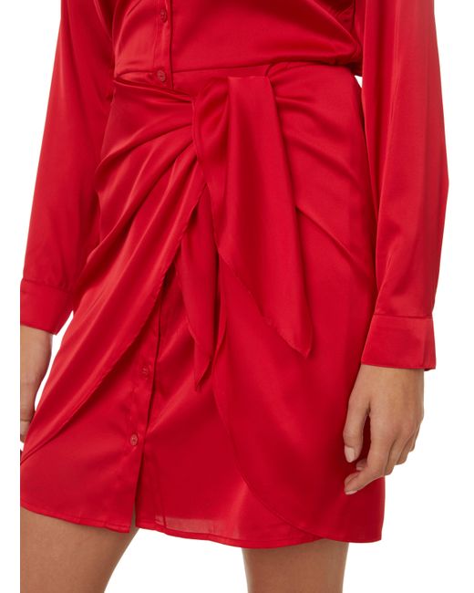 Robe chemise portefeuille Guess en coloris Rouge Lyst