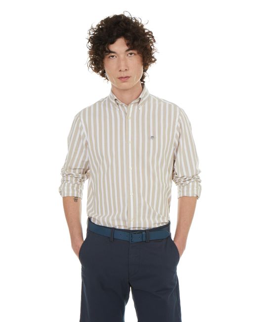 Chemise à rayures en coton Gant pour homme en coloris White