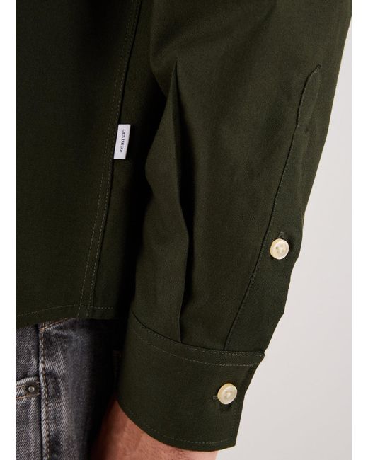 Chemise col américain en coton mélangé Les Deux pour homme en coloris Green