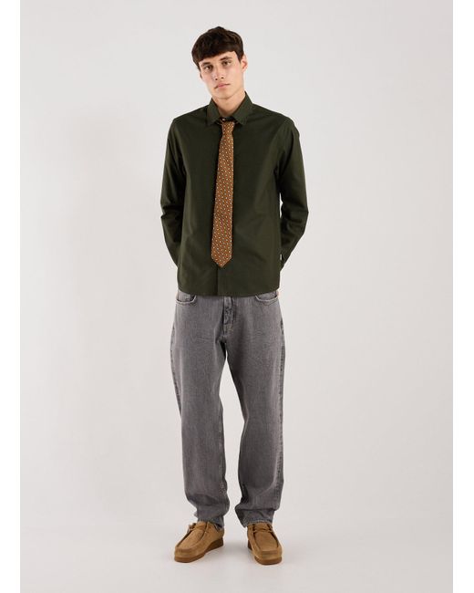 Chemise col américain en coton mélangé Les Deux pour homme en coloris Green
