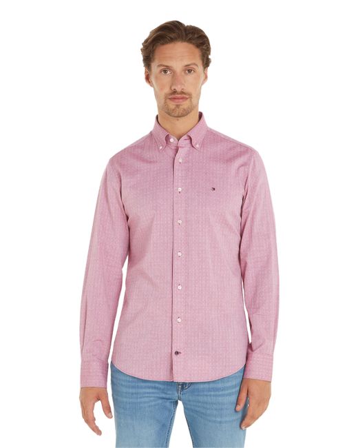 Chemise à motif en coton Tommy Hilfiger pour homme en coloris Pink