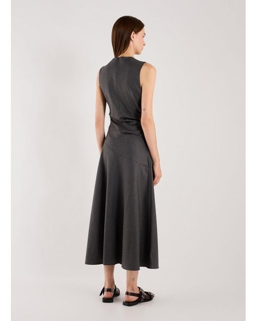 Robe longue drapée en laine vierge RÓHE Frames en coloris White