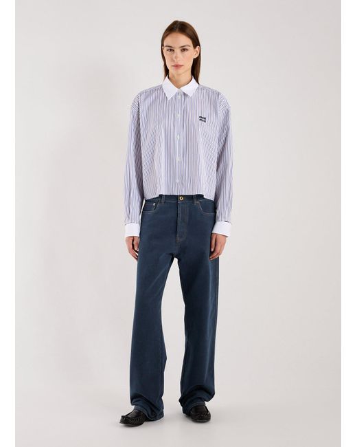 Chemise courte en coton Miu Miu en coloris Purple