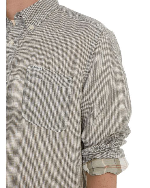 Chemise à carreaux en lin Barbour pour homme en coloris Gray