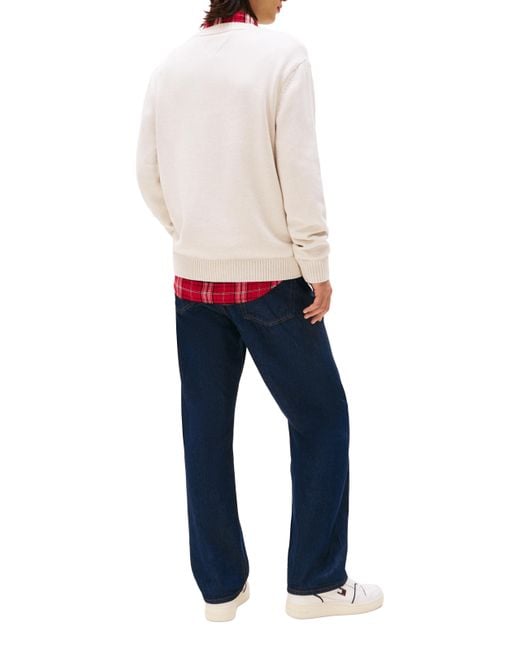 Pull chiné à badge drapeau Tommy Hilfiger pour homme en coloris White