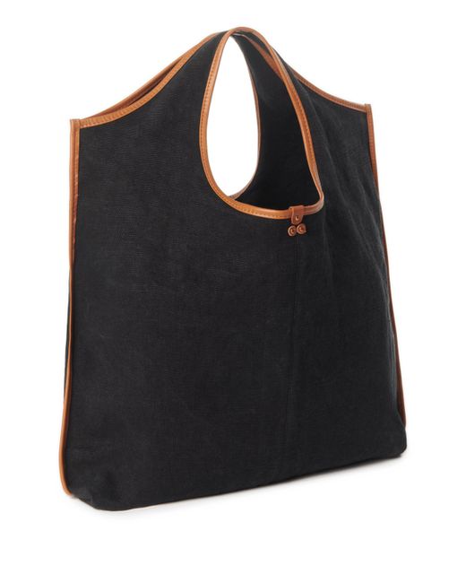 Sac cabas Paco en toile de lin Jérôme Dreyfuss en coloris Black
