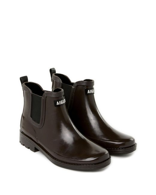 Bottines de pluie crantées Aigle en coloris Brown