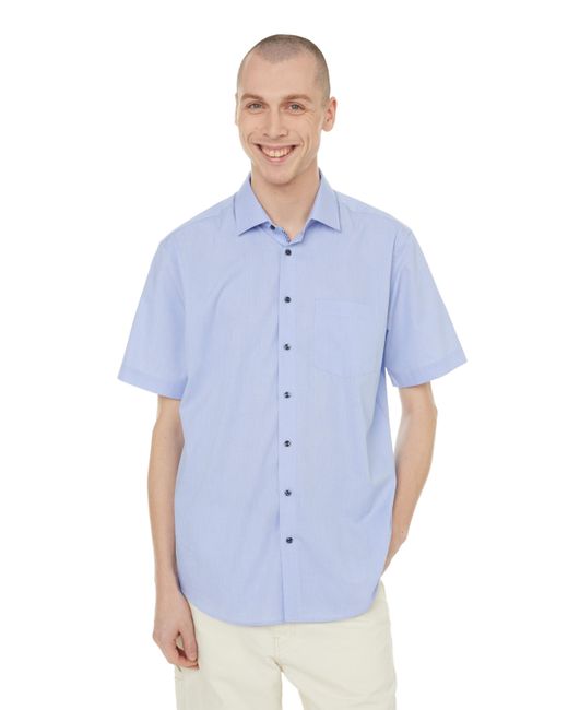 Chemise à manches courtes en coton Seidensticker pour homme en coloris Blue