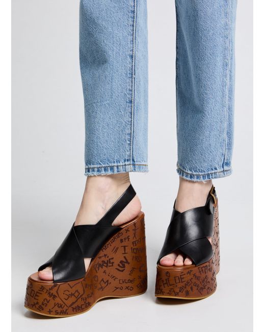 Sandales compensées Maxime Chloé en coloris Brown