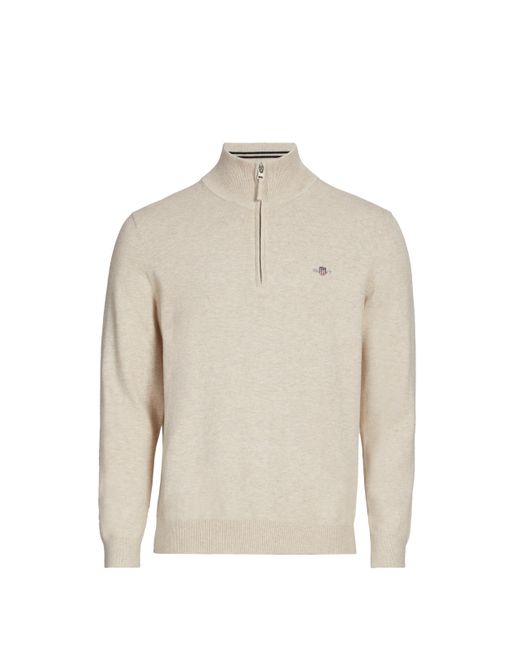 Pull à col zippé Gant pour homme en coloris Natural