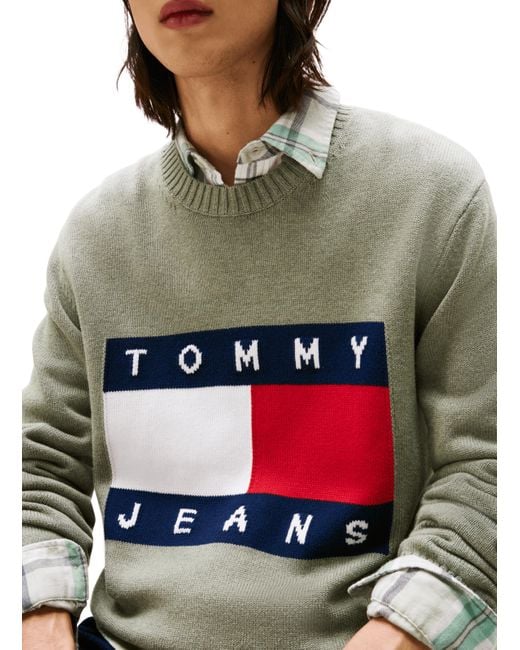 Pull chiné à badge drapeau Tommy Hilfiger pour homme en coloris Gray