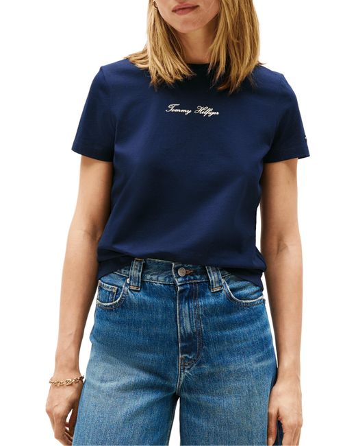 T-shirt à logo en coton Tommy Hilfiger en coloris Blue