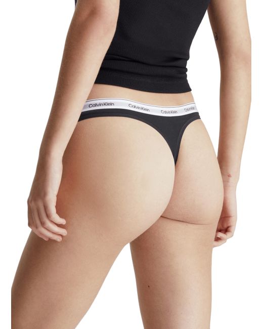 Lot de 3 string en coton Calvin Klein en coloris Black