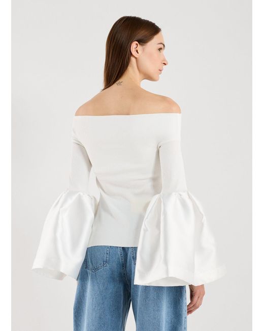 Haut à épaules dénudées et manches bouffantes en coton Marques'Almeida en coloris White