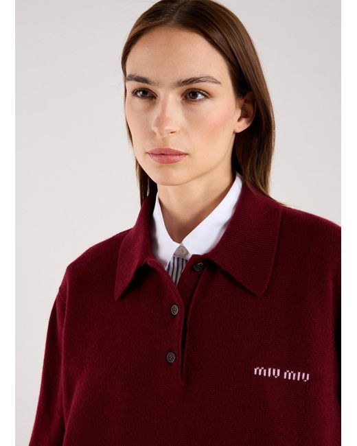 Pull Maglieria en cachemire Miu Miu en coloris Red