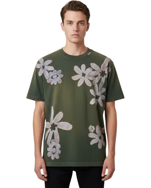Alchemist Green Block Print S/S Tee Moss for men