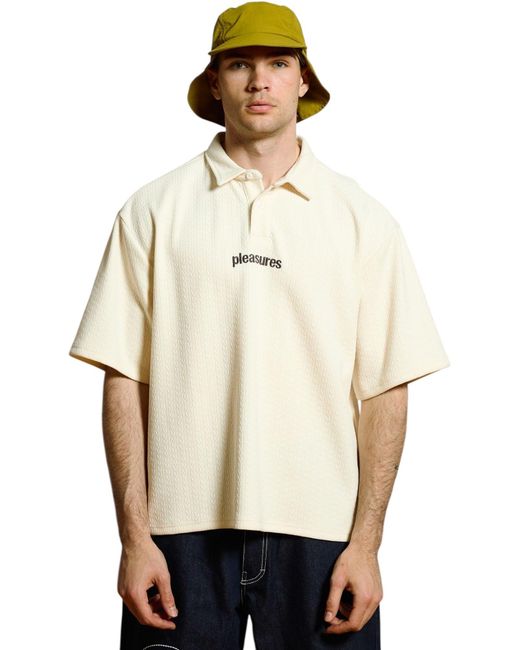 Pleasures White Cable Polo Ecru for men