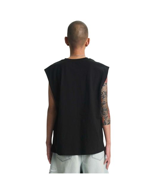 RTA Black Terry Muscle Tee Cursive for men