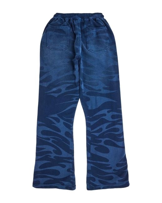 HELLSTAR Blue Snap Sweatpants W/ Flame for men