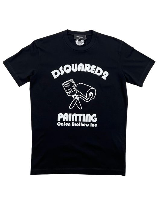DSquared² Blue S74Gd1036 D2 Painting Cool Tee for men