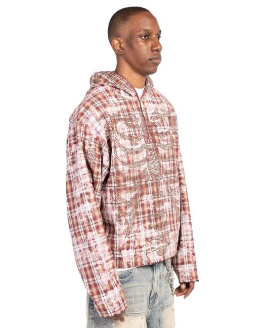 GUAPI Red Rusty Skeleton Half Zip Hoodie for men