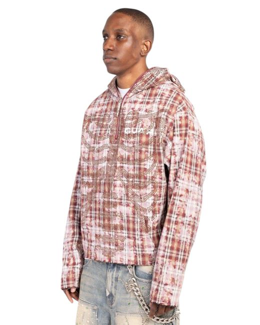 GUAPI Red Rusty Skeleton Half Zip Hoodie for men
