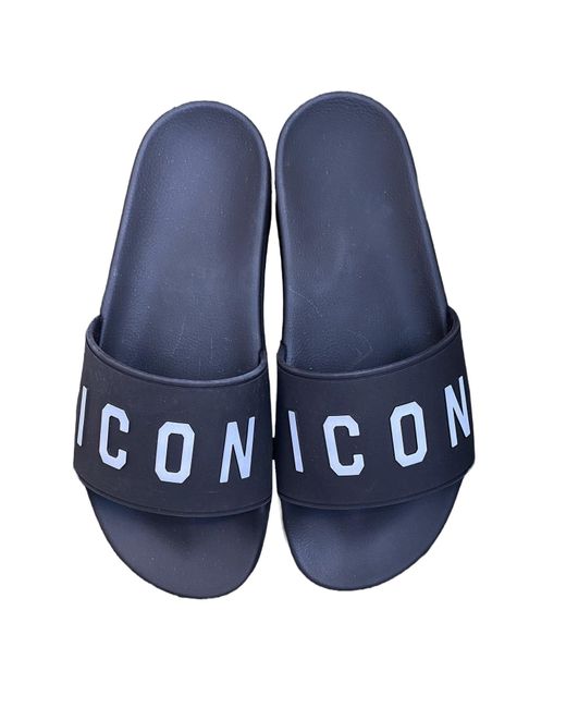 DSquared² Blue Ffm0023 Slide Sandals-Stampa Icon-Nero for men
