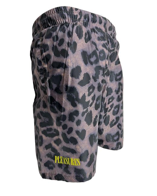 Pleasures Gray Leopard Running Short for men