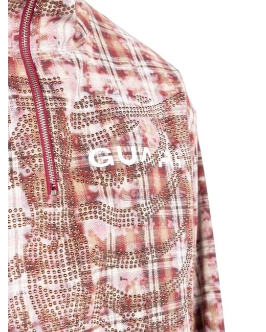 GUAPI Red Rusty Skeleton Half Zip Hoodie for men