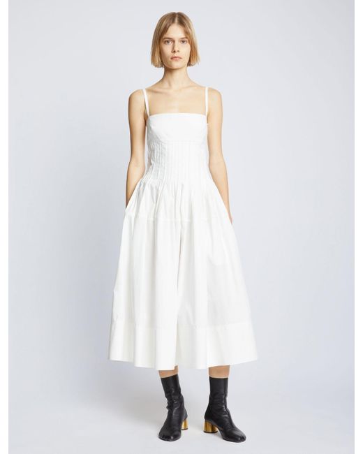 Proenza Schouler Eco Poplin Pintuck Dress in White Lyst