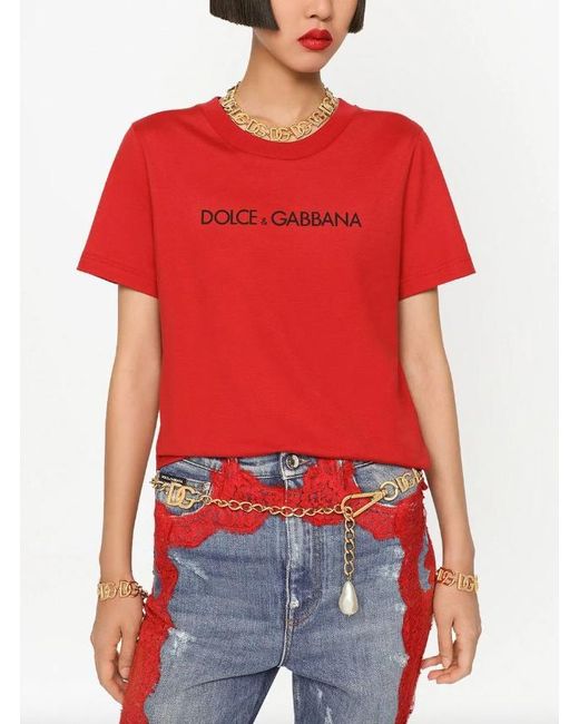 Dolce & Gabbana T-shirt With "dolce&gabbana" Print in Red | Lyst