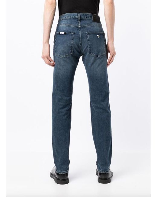 Emporio Armani Men's J45 Regular-Fit Rinse-washed Denim Jeans - Blue - Straight Jeans