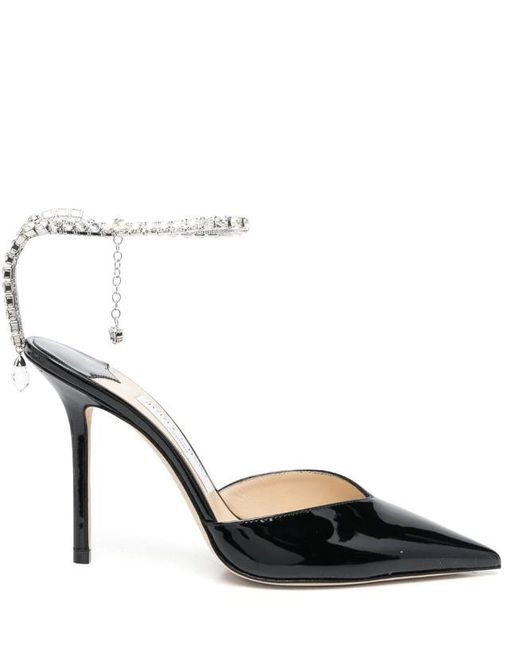 Jimmy Choo Leather Seada 100mm Crystal-embellished Pumps in Black | Lyst