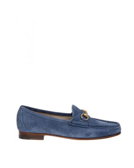 Gucci Light Blue Suede Anniversary 1953 Loafers - Lyst