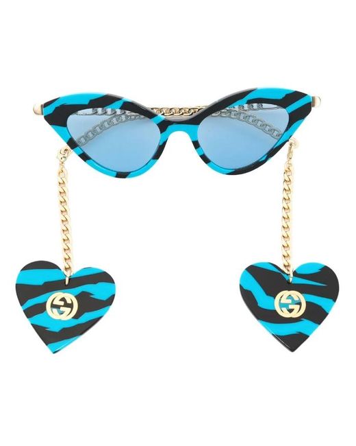 Gucci Eyewear Cateye Zebra Sunglasses in Blue Lyst