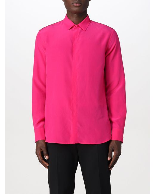 Valentino Long-sleeve Silk Satin Shirt 