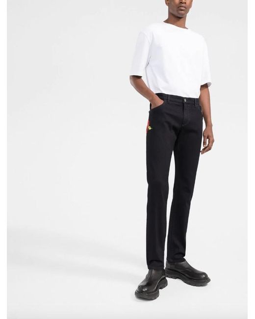 Dolce & Gabbana Appliqué-detail Straight-leg Jeans in Black for Men | Lyst  UK