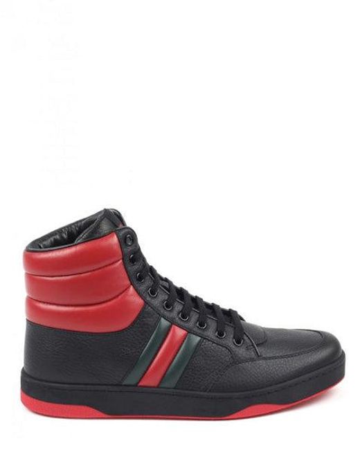 Gucci Black & Red Leather Contrast Padded High-top Sneakers for Men | Lyst  UK