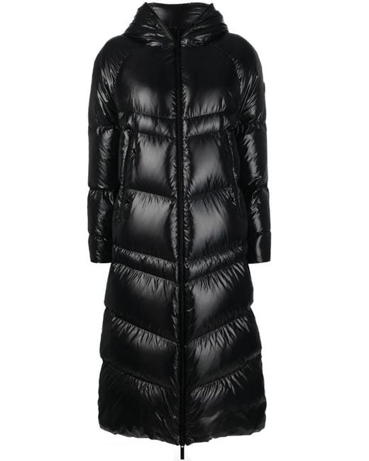 Moncler Black 'chanon' Quilted Long Coat | Lyst
