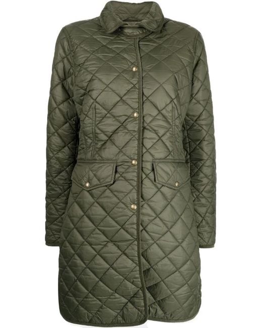 Polo Ralph Lauren Quilted Longline Jacket in Green Lyst UK