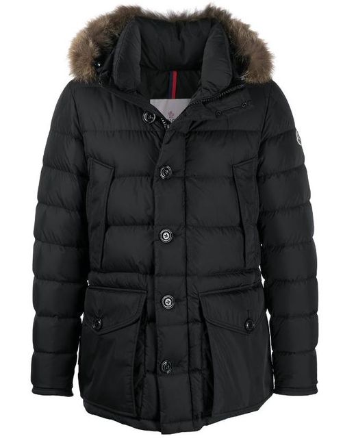 Moncler Synthetic Cluny Long Down Jacket in Black for Men | Lyst UK