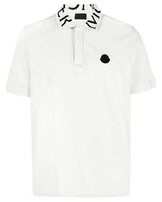 Moncler Logo Polo Shirt in White for Men | Lyst