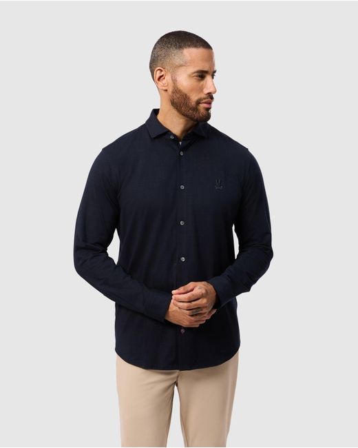 Psycho Bunny Blue Crosby Jersey Knit Long Sleeve Shirt for men