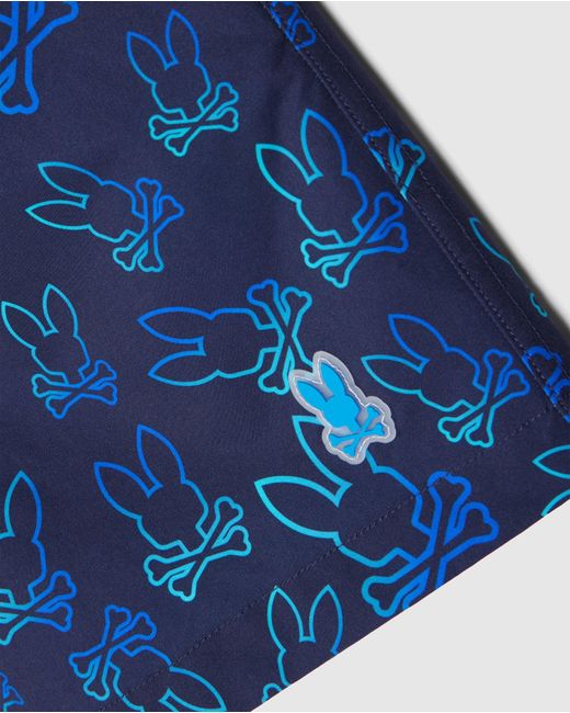 Psycho Bunny Blue Sheldon All Over Print Swim Trunk for men