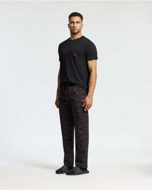 Psycho Bunny Black Telride Printed Pajama Set for men