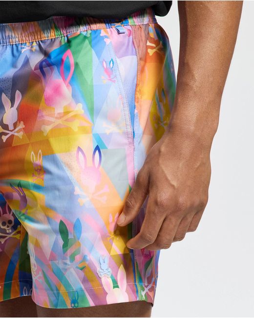 Psycho Bunny Blue Milos Printed Swim Trunk for men