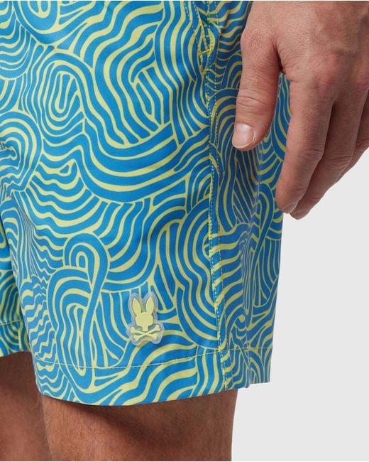 Psycho Bunny Blue Verona Print Swim Trunk for men