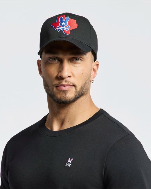 Psycho Bunny Black Texas Baseball Cap for men