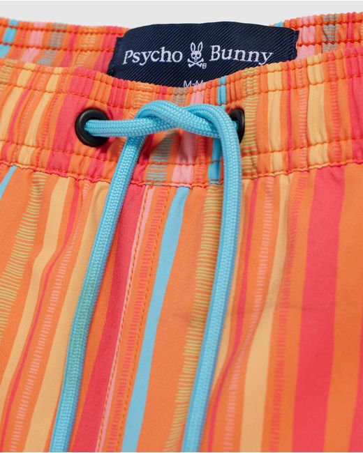 Psycho Bunny Orange Anton All Over Print Swim Trunk for men