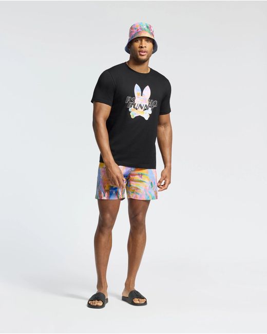 Psycho Bunny Blue Milos Printed Swim Trunk for men